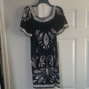 Signature Studio Black and White Flutter Sleeve Mini Sundress